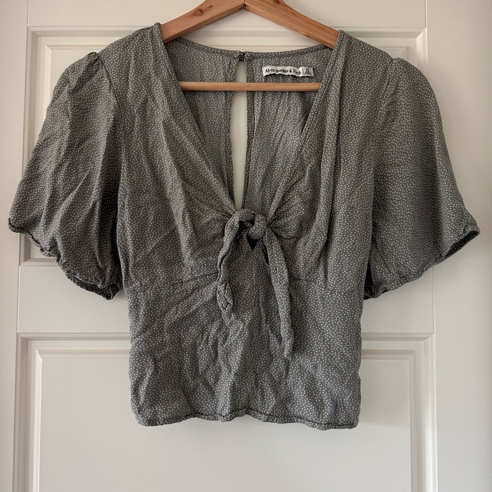 Gray Polka Dot Women's Top